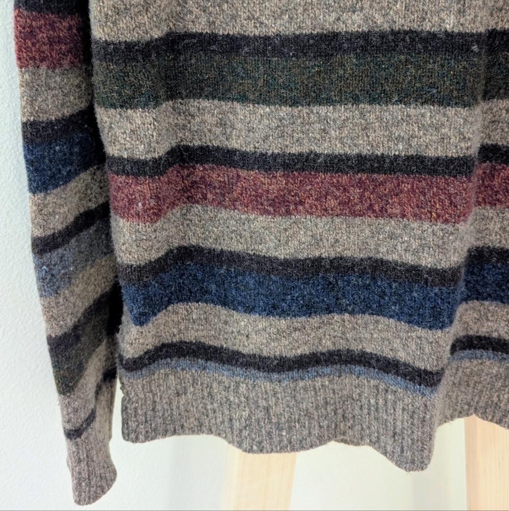 Vintage 90's Striped Textured Wool Crewneck Sweater In Oatmeal Tan - Picture 7 of 15